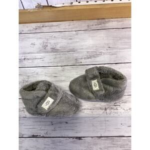UGG Baby Booties Bixbee Charcoal Grey Faux Fur Size 0–3 Months